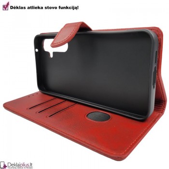 Dirbtinos odos dėklas su 4 skyreliais - raudonas (Samsung A55 5G) Dirbtinos odos dėklas su 4 skyreliais - raudonas (Samsung A55 5G)